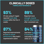 Statistical claims about a supplement's effectiveness with a product image on a dark background